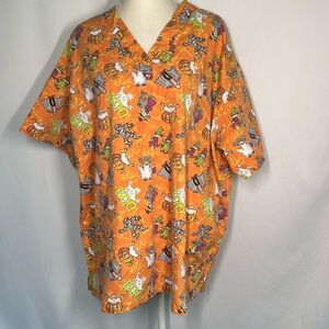 💜3/$15 Melrose by May-Hill Uniforms Halloween Boo Scrub Top